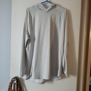 LULULEMON Pale Grey Perforated Textured Pullover Hoodie XL